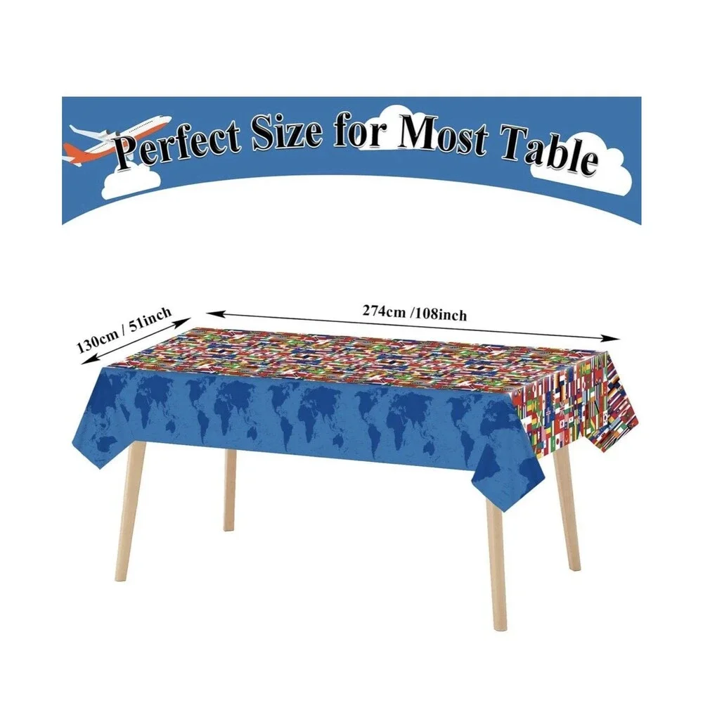 3 Pieces International Flag Tablecover World Flag Party Tablecloth Decorations